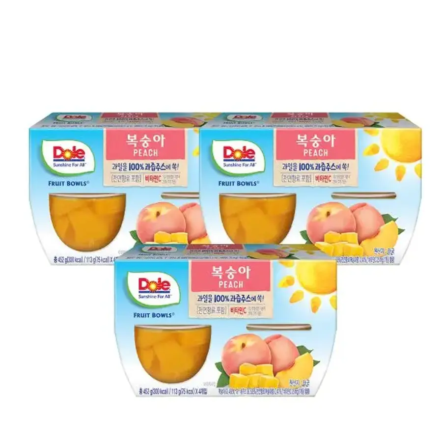 Dole 다이스 복숭아 과일컵 113g (12개)_이미지