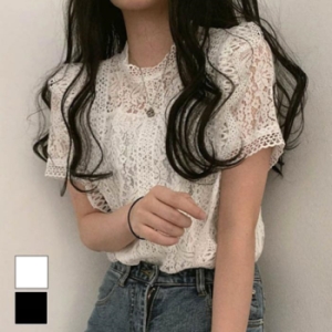ONM 여름필수템 청바지 스커트 코디 우아 시스루 블라우스 17775468