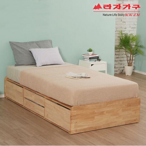 라자가구 비바 팀버 원목 4서랍 침대 SS (매트별도)