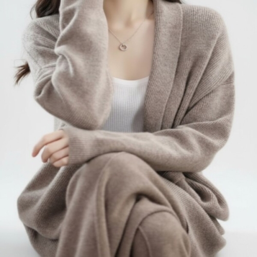 비스코스 CCJ6CB8여성 루즈핏 숄카라 오픈형 가디건_이미지