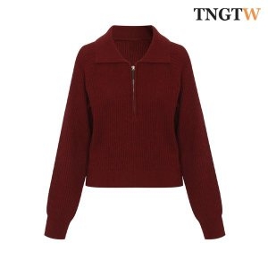 TNGTW 카라 하프 지퍼 니트_블랙 THD0CDT13_HBK_이미지