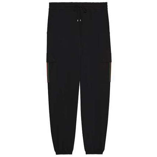 구찌 웹 코튼 저지 조깅 팬츠 752189 XJFQV 1043