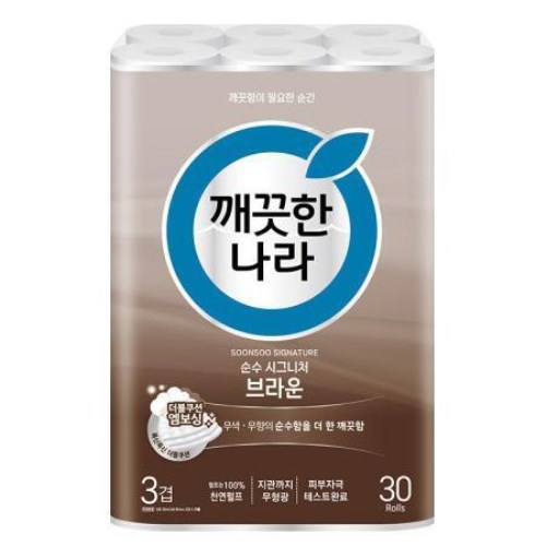 깨끗한나라 순수 시그니처 브라운 30m (30롤) (2팩)_이미지