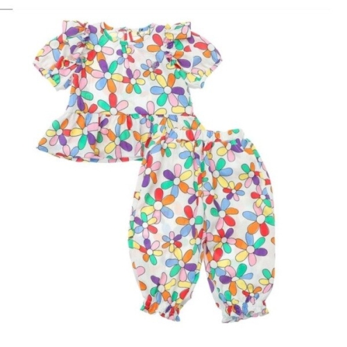 프렌치캣 백 화이트 플라워 BL바지셋트 Q52DBB010BP100