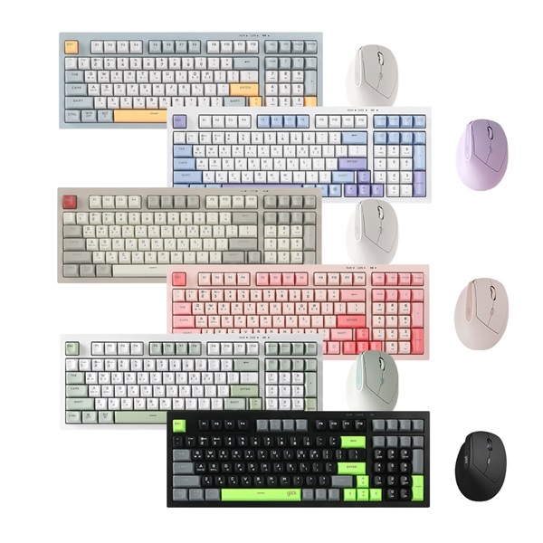 지클릭커 OFFICEPRO WMK600 사일런스 M 98 무선 키보드 마우스 세트 (Poker Green)