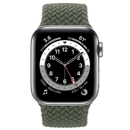 APPLE 워치 시리즈6 40mm Cellular 실버 스테인리스 스틸 (브레이드 솔로 루프)_이미지