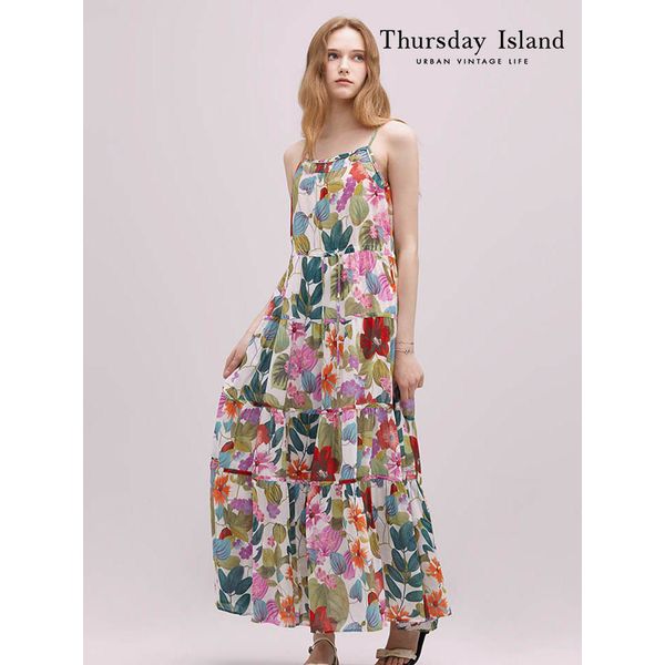 써스데이아일랜드 Thursday Island 플라워패턴 슬리브리스 원피스 T244MOP257W_이미지