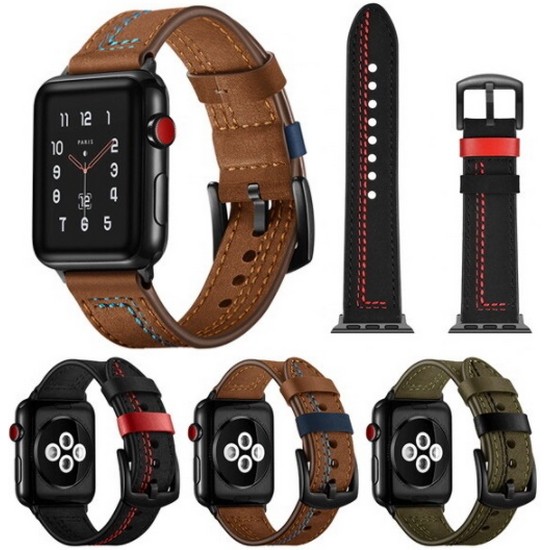 수나르 애플워치 포인트 라인 컬러 모던 가죽 스트랩