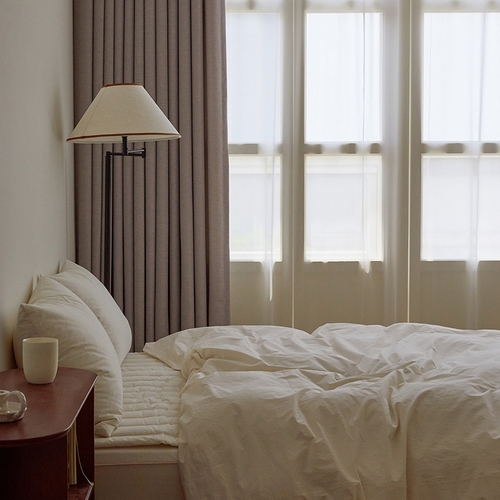 더메종 마틸라 테라스 린넨룩 암막커튼+호텔룸 화이트 쉬폰커튼 (2장, 3호, 220x230cm)