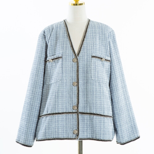 아이우먼 배색트위드브이자켓 CMG555M203 빅사이즈