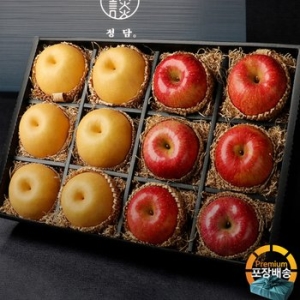 SSG정담 친환경포장 특품 사과/배 과일선물세트 사과6과/배6과 6.5kg / 실크보자기 포장+노리개 증정