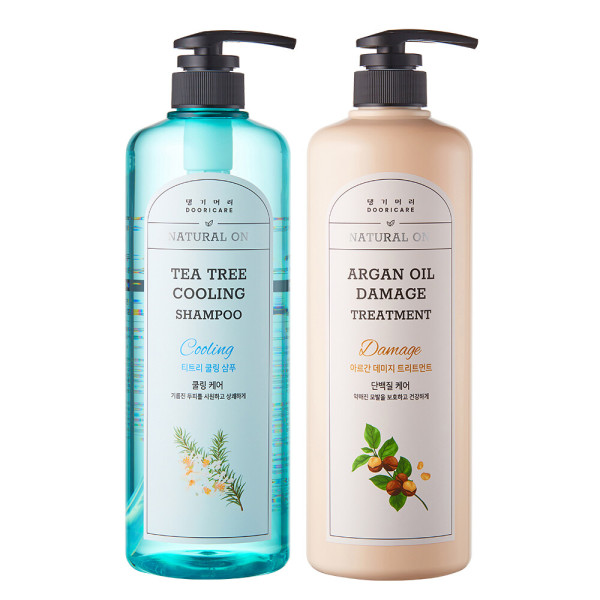  댕기머리 허벌 티트리 쿨링 샴푸 1000ml+아르간오일 데미지 트리트먼트 1000ml 2종세트