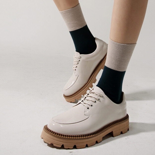 포크 포크슈즈 여성 여자 에나멜 레이스업 로퍼 옥스포드화 lkf2190