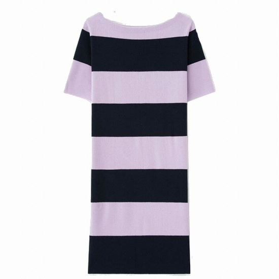 에잇세컨즈 라벤더 스트라이프 반소매 니트 원피스 327351C48T_이미지