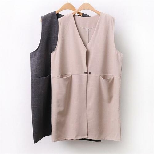  아이우먼 빅사이즈사랑해요 9045L103 투버튼클래식롱베스트 WW_