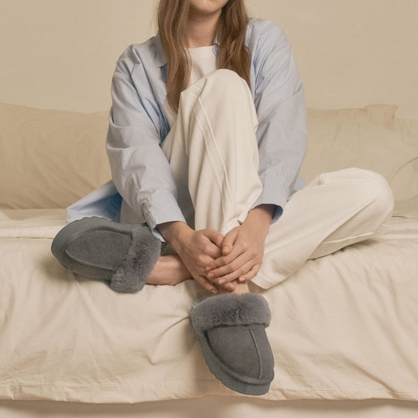 이누이트 키높이 플랫폼 털슬리퍼 LUMI IL-2023 (37, 그레이)