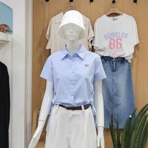 패션랜드 클리지 DP01 옆스트링 리본자수 반팔 셔츠 대동 CO5WBL29 S15950056
