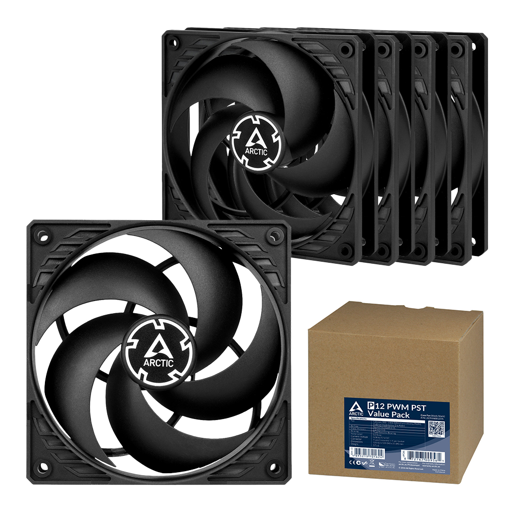 ARCTIC P12 PWM PST 피씨디렉트 (밸류팩(5팩), 블랙)