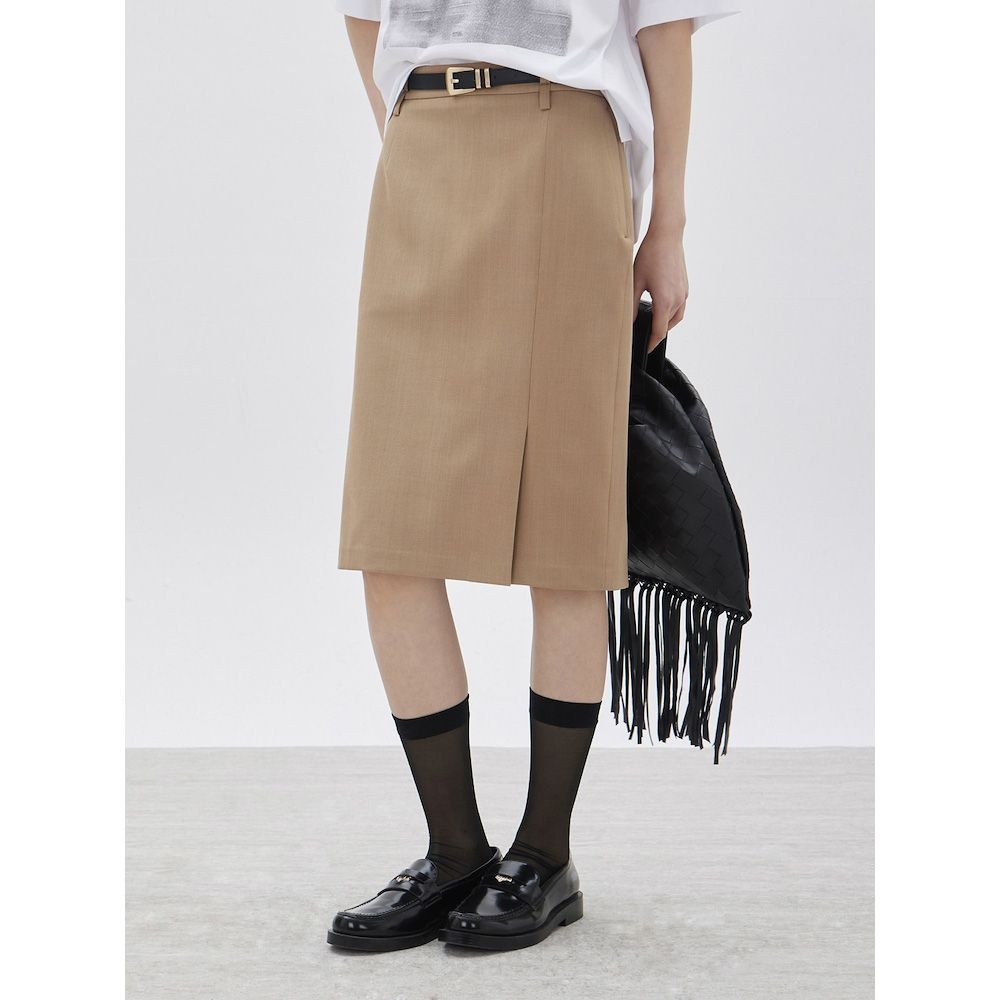 ZOOC 벨티드 슬릿 미디 스커트 CAZ261MSD004