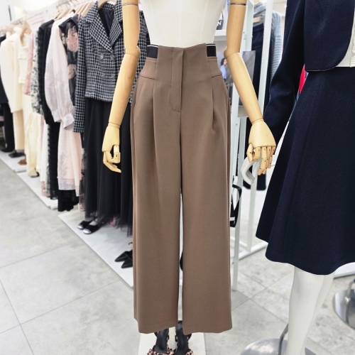 사틴 뒷래터링 백밴딩 와이드팬츠S253B402B32_이미지