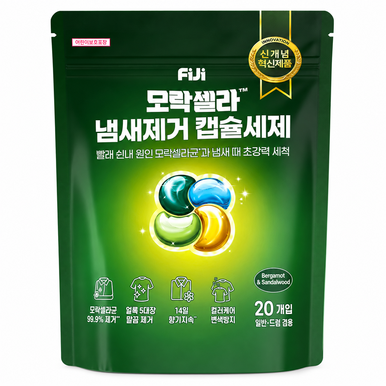 LG생활건강 피지(FIJI) 모락셀라 냄새제거 캡슐세제 20개입 (4개)