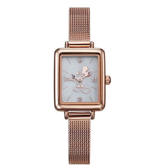  월트디즈니 디즈니 미키마우스 여성 사각 메탈손목시계 D11019MRW