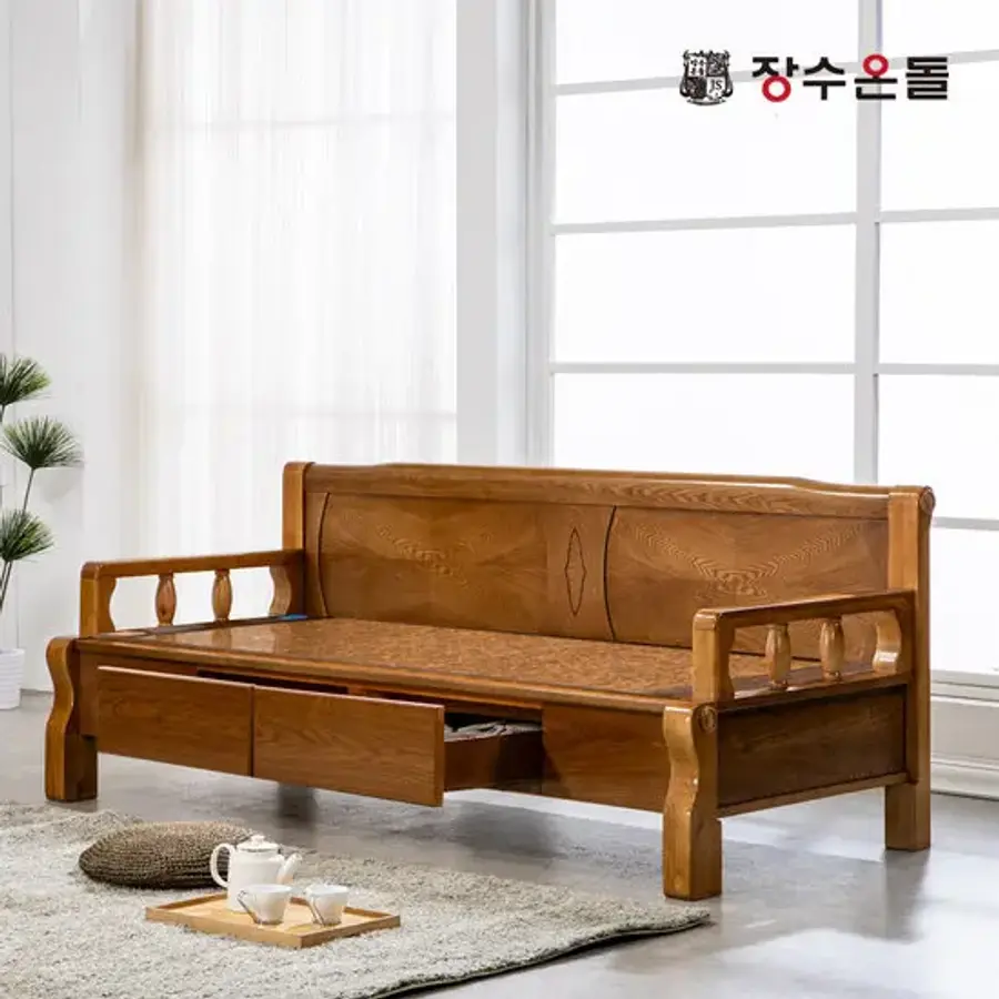장수돌침대 온재 서랍형 돌소파 MS (홍맥반석)_이미지