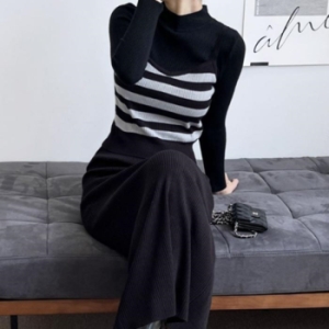 오노마 ONM 여자 블랙 롱스커트 30대 신도시룩 우아한 19314401