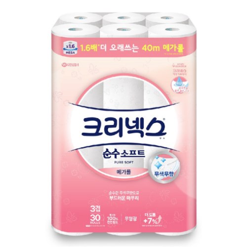 유한킴벌리 크리넥스 순수 소프트 메가롤 40m (30롤)