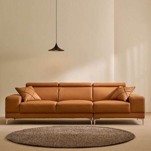 라라홈 퓨토 헤드레스트 가죽 소파 4인용 (스툴별도)_이미지