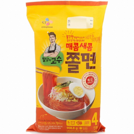 CJ제일제당 밀당의고수 매콤새콤 쫄면 4인분 908.8g (1개)