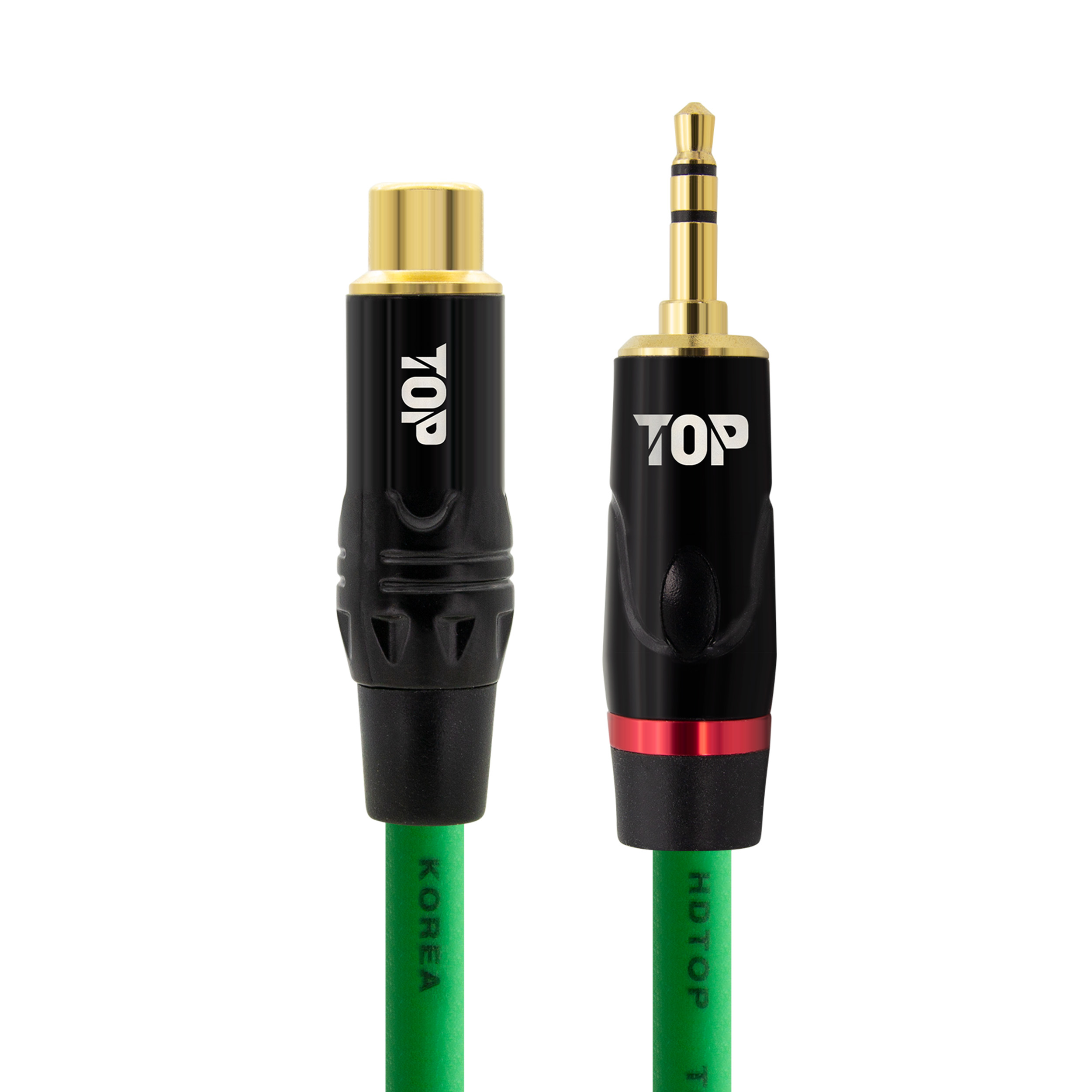 탑라인에이치디 HDTOP RCA 암 to 3.5스테레오 수 케이블 블랙그린 (3m, HT-TP6502)_이미지