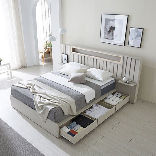 BIF보루네오 엘리브 캐슬 편백 수납 침대 SS (매트별도)_이미지