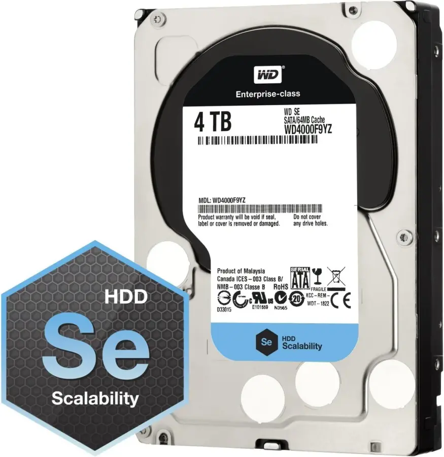 웨스턴 디지털 Se Wd4000F9Yz 4Tb 7200RPM Sata3/S 60Gb/S 64Mb 3.5인치 엔터프라이즈 하드 드라..