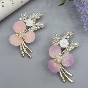 이쁜 핑보 아리 꽃 큐빅 브로치 10173212_이미지