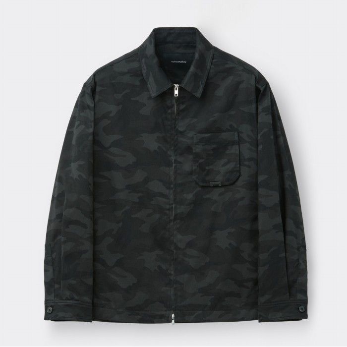 DARK Grey Camouflage Zip-Up Shirt CWSAM26123GYX
