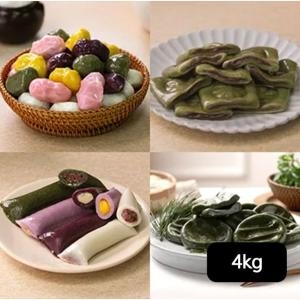 특허받은 떡 굳지않는 아리울 떡세트 4종 4kg 쑥개떡+쑥앙금절편+모듬앙금가래떡+깨송편