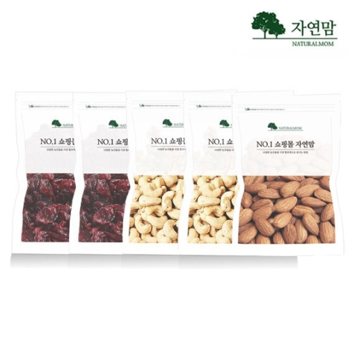 자연맘 구운아몬드 1kg+구운캐슈넛 1kg+크랜베리 1kg_이미지