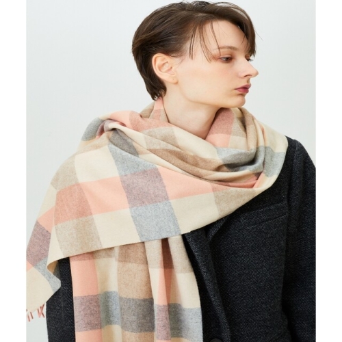 닥스 남녀공용 핑크 체크 캐시미어100 오버사이즈 머플러 DBMU5FE02P2_이미지