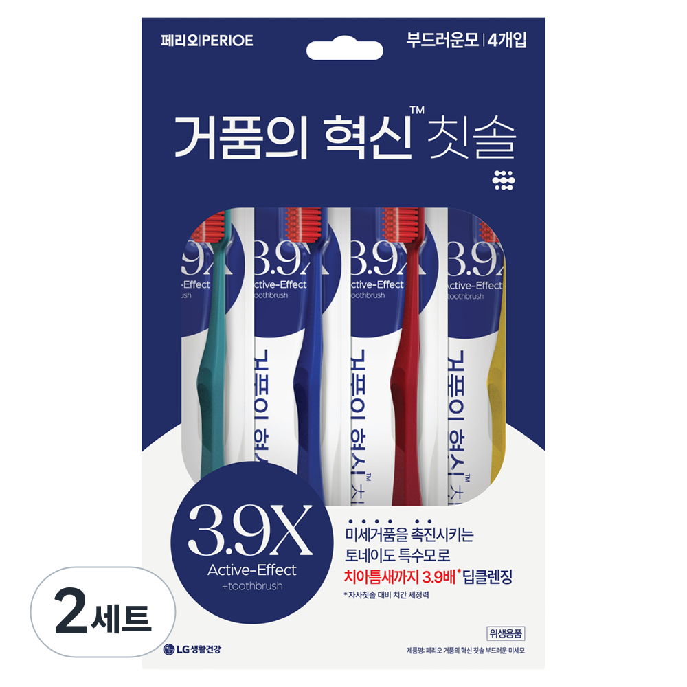 LG생활건강 페리오 거품의 혁신 칫솔 (4개)