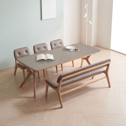 라로퍼니처 밀러 포세린 통세라믹 낮은 식탁 1900 (의자3개+벤치1개)_이미지