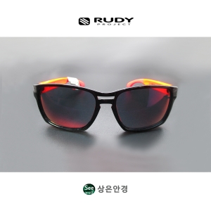 루디 프로젝트 스핀에어 57 라우드 스트라이프 블랙 글로스 / 레드 플루오 / 멀티 레이저 레드 패션 선글라스 SP 573..