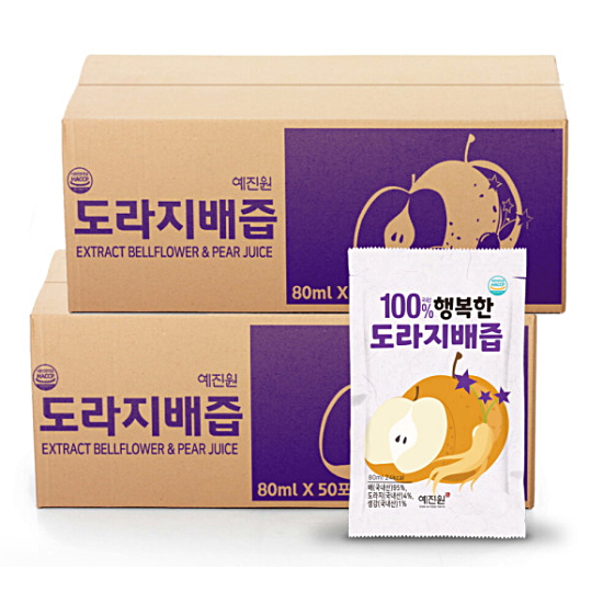 예진원 100% 행복한 도라지배즙 80ml 50포이미지입니다. 누르면 해당 게시물로 새창이동합니다.