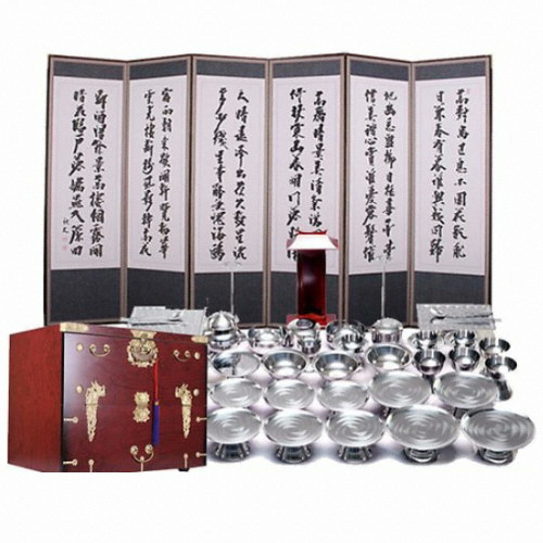 두레공예사 스텐 제기세트 37P (+병풍(추사)+제기함(봉황))_이미지
