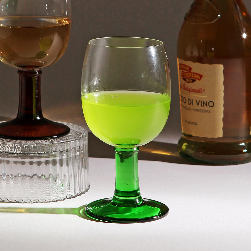 레트로 아트글라스 와인잔 큐티그린 255ml