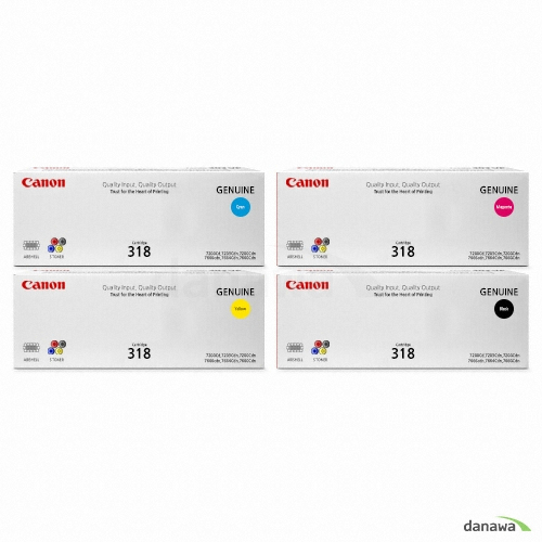 Canon  정품 CRG-318BK, CRG-318C, CRG-318M, CRG-318Y 4색 세트
