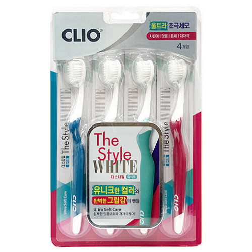 크리오 ㅤ더스타일 화이트 울트라 초극세모 칫솔 (4개)_이미지
