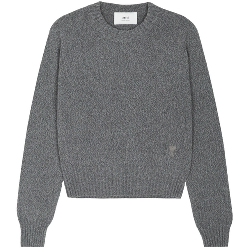 AMI 체인스티치 하트 로고 캐시미어 니트 FKS127 005 (055, 그레이)_이미지