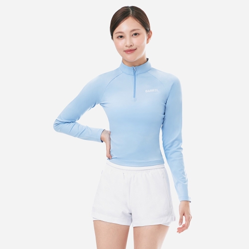  배럴 우먼 에센셜 하프 집업 크롭 래쉬가드 아쿠아블루 B5SWWCR001AQB