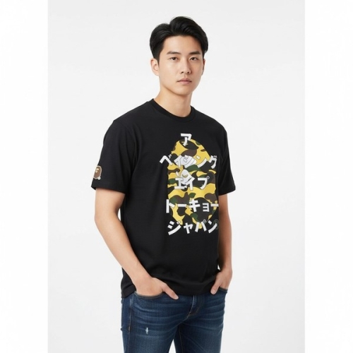 베이프 퍼스트 카모 가타카나 티셔츠 블랙 그린 0ZXTEM110016N BKM_이미지